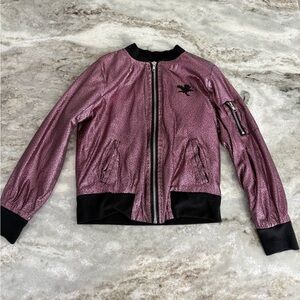 Disney Descendants D Signed Girls Metallic Glittery Zipper Jacket size M